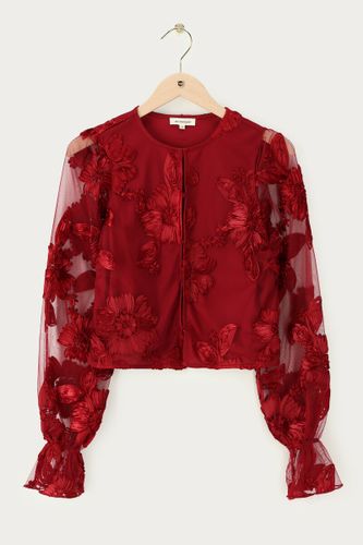 Top en mesh bordeaux avec fleurs et manchettes | - My jewellery - Modalova