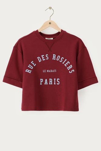 Sweat bordeaux à manches courtes "Rue des Rosiers Paris" | - My jewellery - Modalova