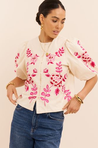 Top aspect lin avec broderie | - My jewellery - Modalova