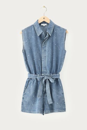 Combinaison en denim à strass | - My jewellery - Modalova