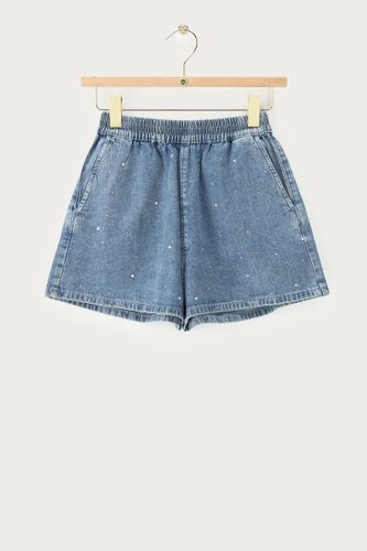 Short en denim avec strass | - My jewellery - Modalova