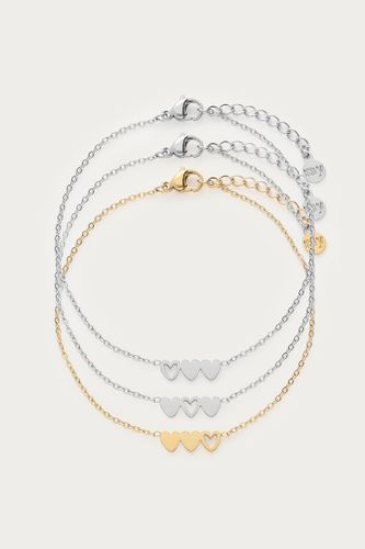 Ensemble de 3 bracelets 3 coeurs és et dorés | - My jewellery - Modalova