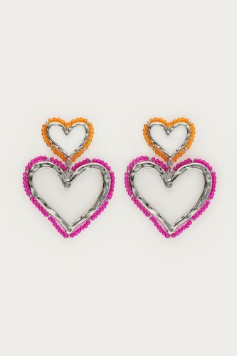 Boucles d'oreilles Sunrocks avec deux cœurs et des perles de verre | - My jewellery - Modalova