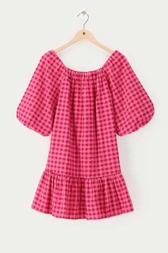 Robe à épaules dénudées en tissu écossais | - My jewellery - Modalova