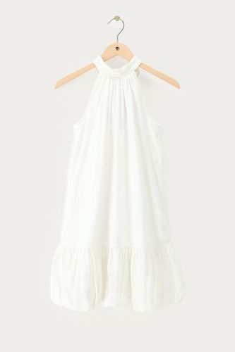 Robe col halter blanche à volants | - My jewellery - Modalova