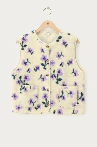 Veste sans manches teddy blanche avec fleurs violettes | - My jewellery - Modalova