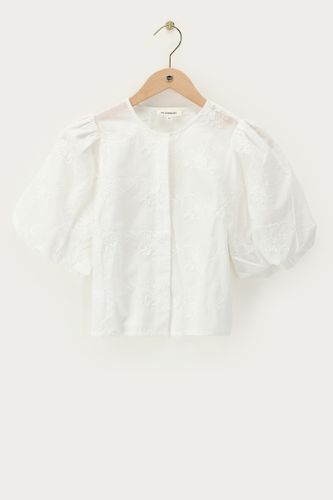 Chemise blanche avec manches bouffantes et fleurs brodées | - My jewellery - Modalova