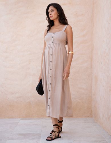 Blend Button-Front Midi Maternity and Nursing Dress | - Seraphine - Modalova