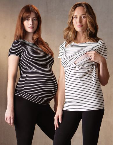 Twin Pack Striped Maternity to Nursing T-Shirts - & White | - Seraphine - Modalova