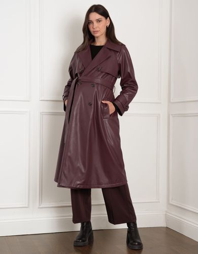 Trench-coat de grossesse en cuir végan avec ceinture | - Seraphine - Modalova