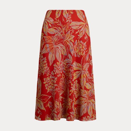 Jupe mi-longue fleurie en georgette - Lauren - Modalova