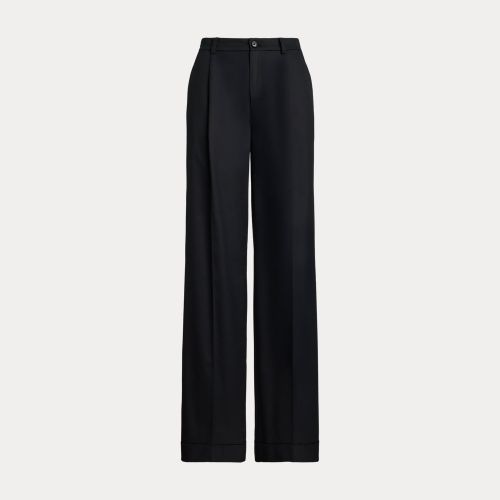 Pantalon large à pinces sergé de coton - Lauren - Modalova