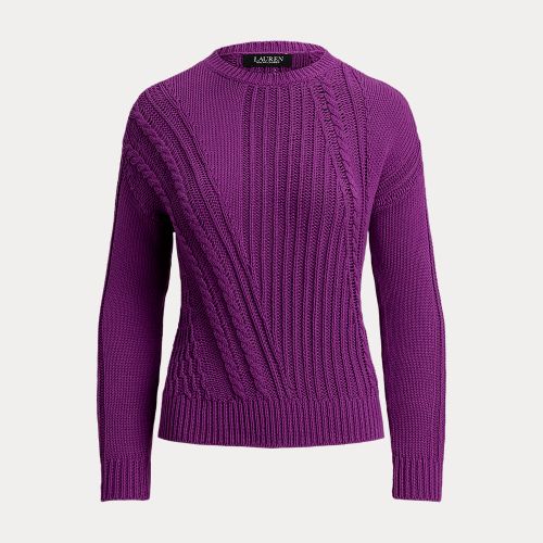 Pull col rond en coton pointelle - Lauren - Modalova