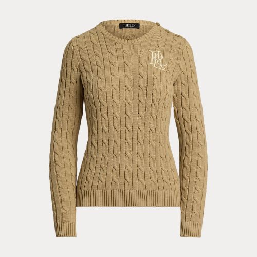 Petite - Pull torsadé à boutons en coton - Lauren Petite - Modalova