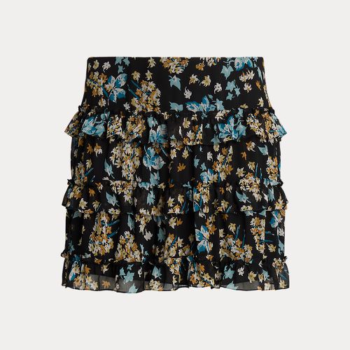 Grandes Tailles - Mini-jupe volantée en georgette fleurie - Lauren Curve - Modalova