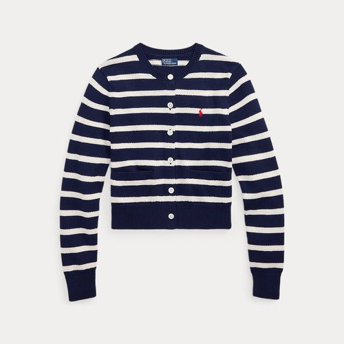 Cardigan rayé à col rond en coton - Polo Ralph Lauren - Modalova