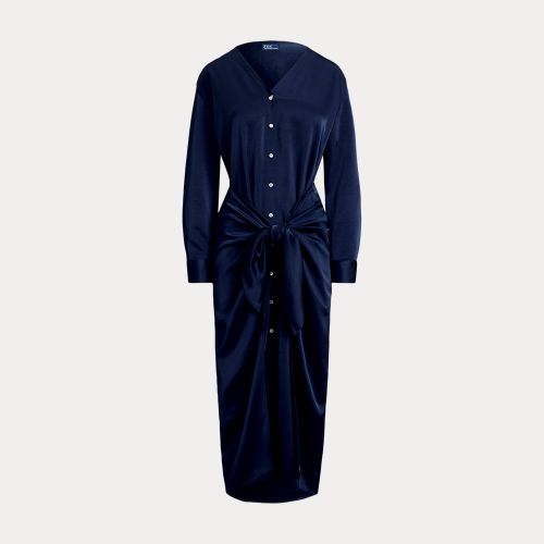 Robe-chemise portefeuille nouée en satin - Polo Ralph Lauren - Modalova