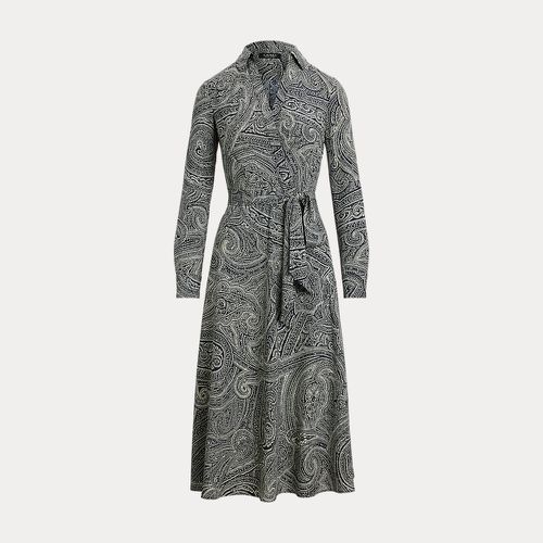 Robe mi-longue à motif cachemire crêpe - Lauren - Modalova