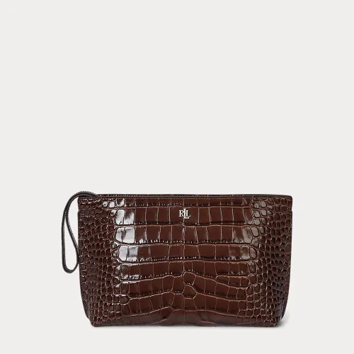 Grande pochette en cuir façon crocodile - Lauren - Modalova