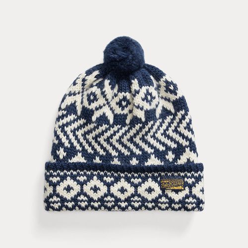 Bonnet pompon motif géométrique en laine - Polo Ralph Lauren - Modalova