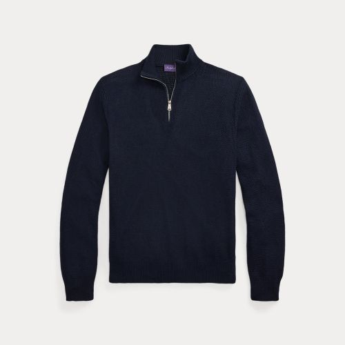 Pull demi-zippé texturé en soie et coton - Purple Label - Modalova