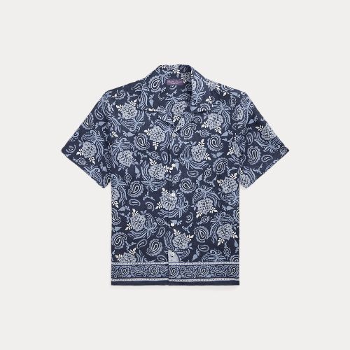 Chemise safari en lin à motif cachemire - Purple Label - Modalova