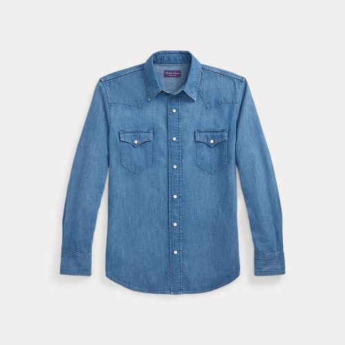Chemise western en denim de coton et lin - Purple Label - Modalova