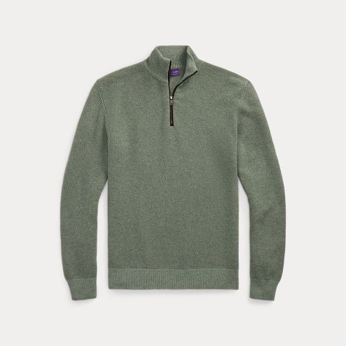 Pull demi-zippé cachemire œil-de-perdrix - Purple Label - Modalova