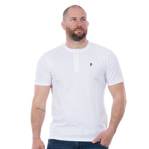T-shirt basique blanc col boutonné - Ruckfield - Modalova
