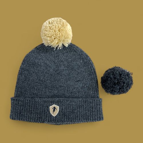 Bonnet pompon amovible anthracite chiné - Ruckfield - Modalova