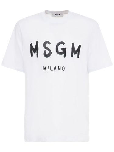 T-shirt En Jersey De Coton Imprimé Logo - MSGM - Modalova