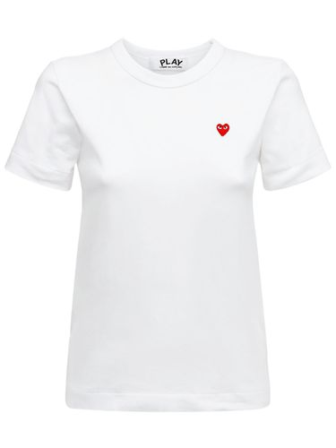 T-shirt En Coton Avec Coeur Rouge Brodé - COMME DES GARÇONS PLAY - Modalova