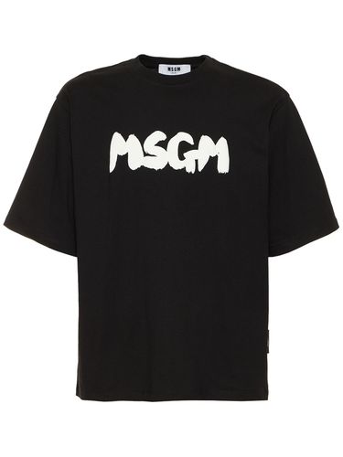 T-shirt En Jersey De Coton À Imprimé Logo - MSGM - Modalova