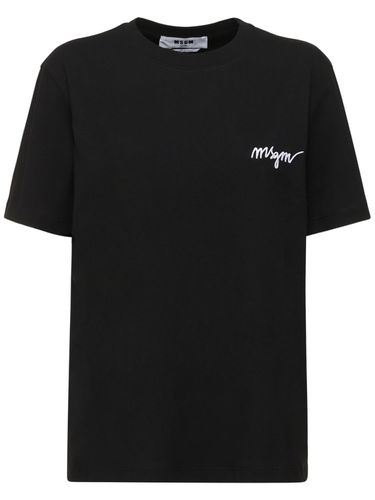 T-shirt En Jersey De Coton À Logo - MSGM - Modalova