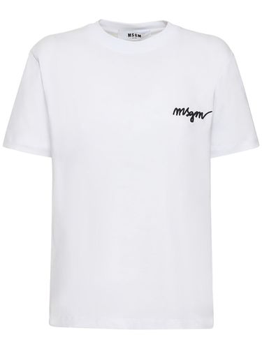 T-shirt En Jersey De Coton À Logo - MSGM - Modalova