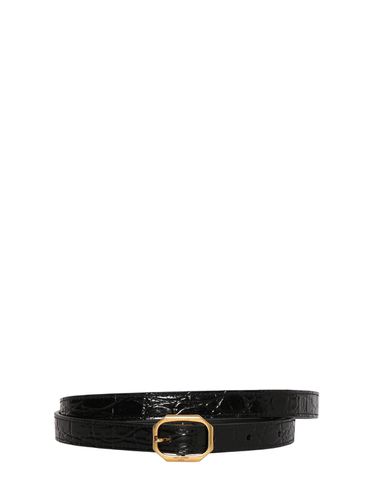 Ceinture En Cuir Embossé Crocodile Avec Boucle - SAINT LAURENT - Modalova