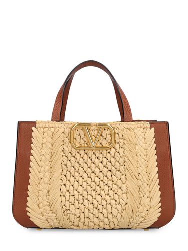 Sac Cabas En Crochet De Raphia Vlogo Signature - VALENTINO GARAVANI - Modalova