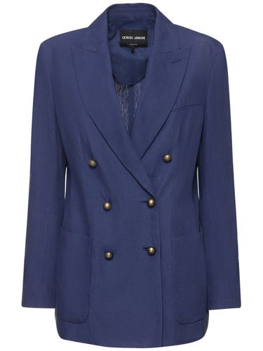 Blazer En Lin À Double Boutonnage - GIORGIO ARMANI - Modalova