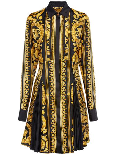 Robe Chemise En Sergé De Soie Imprimé Barocco - VERSACE - Modalova