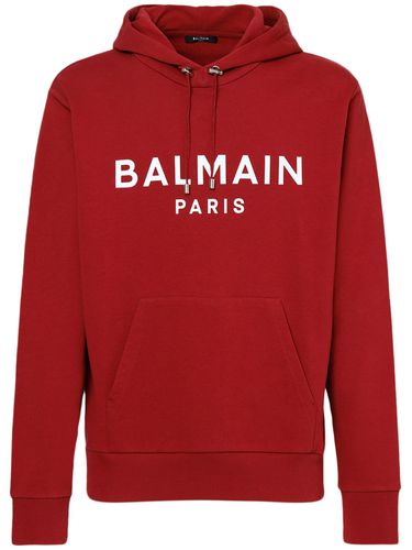 Sweat-shirt En Coton Imprimé Logo À Capuche - BALMAIN - Modalova