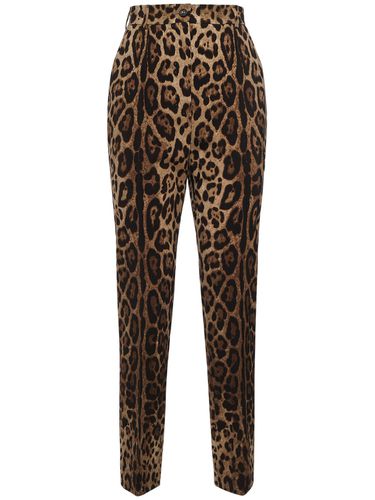 Pantalon Droit Imprimé Léopard Taille Haute - DOLCE & GABBANA - Modalova