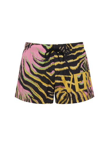 Short De Bain En Nylon Imprimé Logo - VERSACE - Modalova