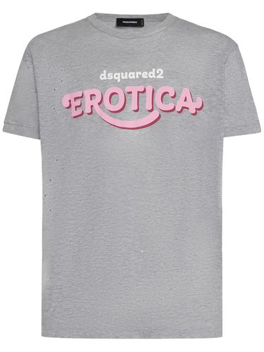 T-shirt En Coton Imprimé Logo Erotica - DSQUARED2 - Modalova