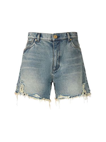 Short En Denim Brut De Coupe - BALMAIN - Modalova