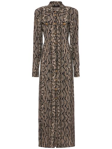 Robe Longue En Satin Imprimé Python - BALMAIN - Modalova