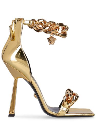 Sandales En Cuir Métallisé 110 Mm - VERSACE - Modalova