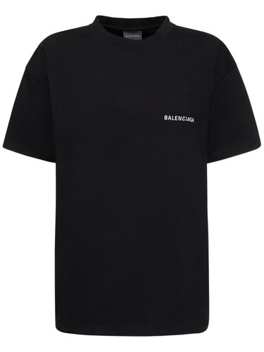 T-shirt En Coton Brodé À Coupe Medium - BALENCIAGA - Modalova