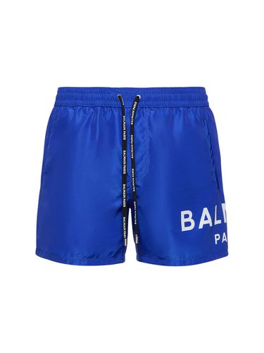 Short De Bain En Nylon Stretch Imprimé Logo - BALMAIN - Modalova