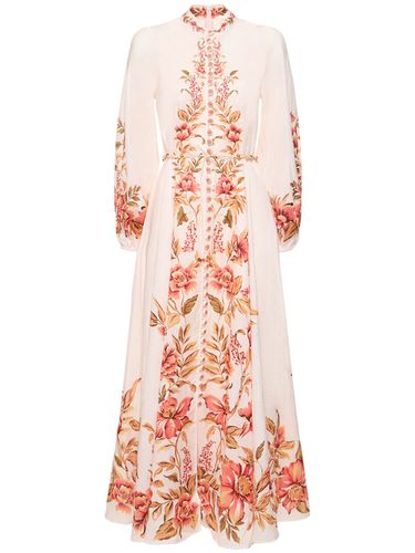 Robe Longue En Lin Imprimé Vacay Billow - ZIMMERMANN - Modalova