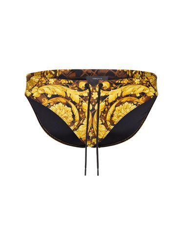 Slip De Bain En Tissu Tech Imprimé Cocco Barocco - VERSACE - Modalova